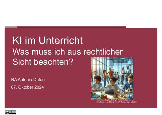 Vorschau: Titelseite von KI im Unterricht: Was muss ich aus rechtlicher Sicht beachten?
