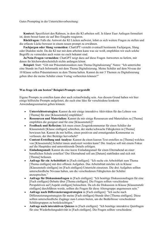 Vorschau: Titelseite von Gutes Prompting in der Unterrichtsvorbereitung