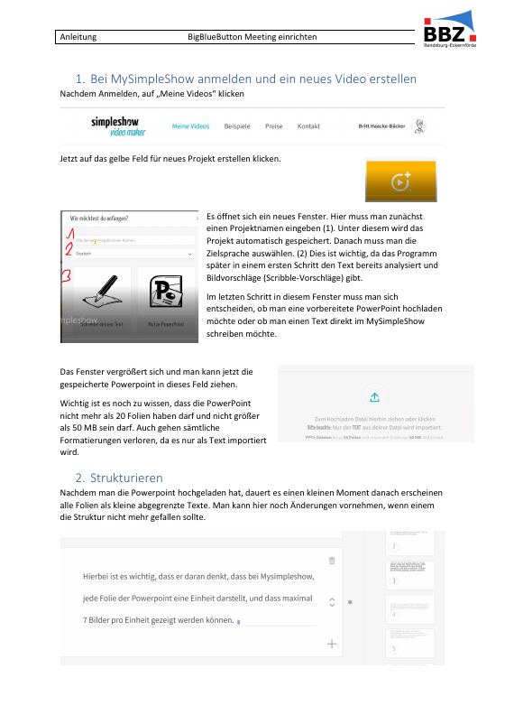 Vorschau: Erste Seite der Anleitung